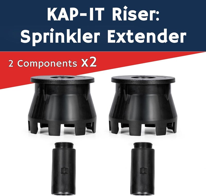 KIT 1.5 Inch Pop-Up Riser Extension 2 Pack, No-Dig Stackable Irrigation Height Adapter, Tool-Free Lift Solution for Lawn Systems, Universal Sprinkler Component, Black Plastic - Image 2